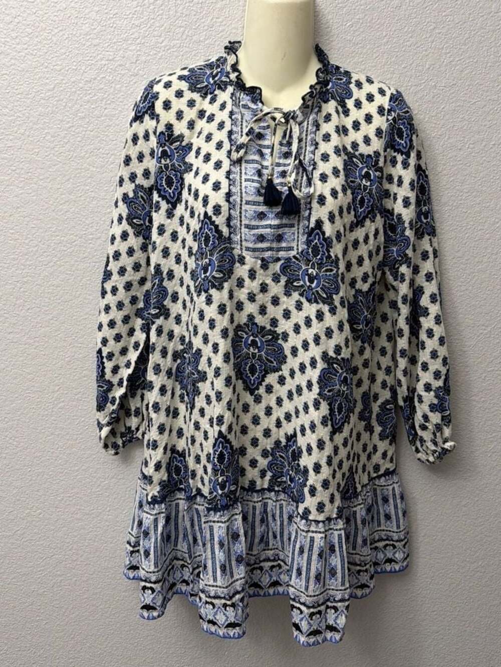 ZARA PRINTED LONG SLEEVES Oversized MINI DRESS Size XS
